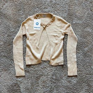NWT Mayoral Beige/Gold/Metallic size 9 girls bolero cardigan